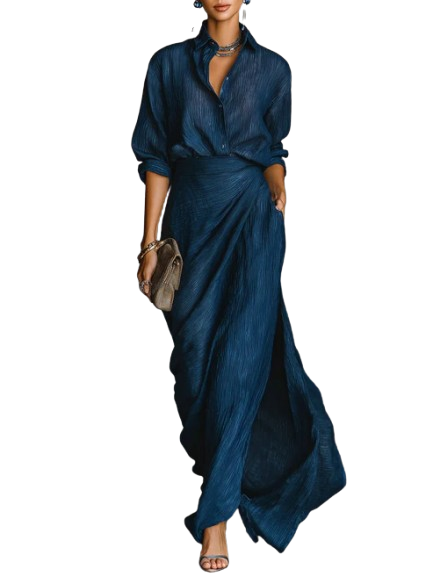 Celeste | Elegant Shirt &amp; Maxi Skirt Set