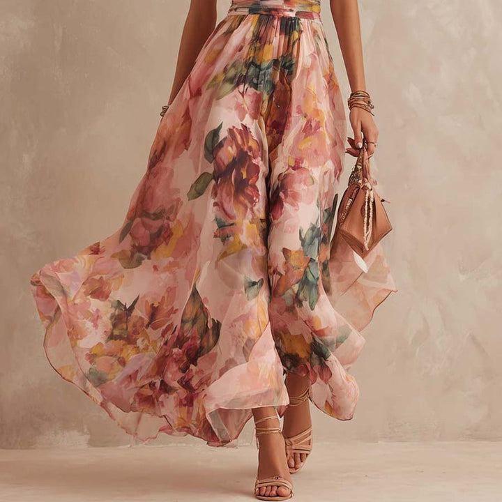 Félicie | Asymmetrical Maxi Dress in Chiffon