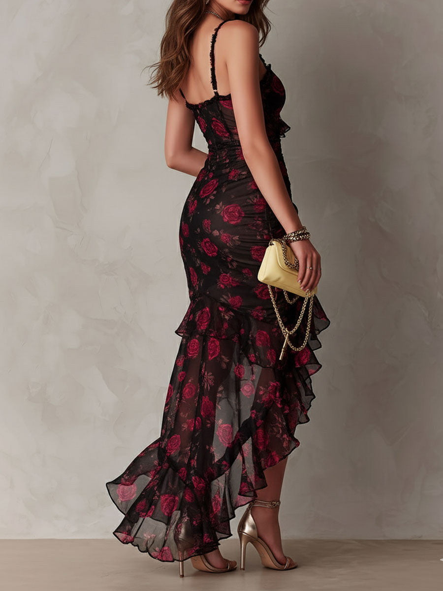 Lucienne | Boho Floral Midi Dress