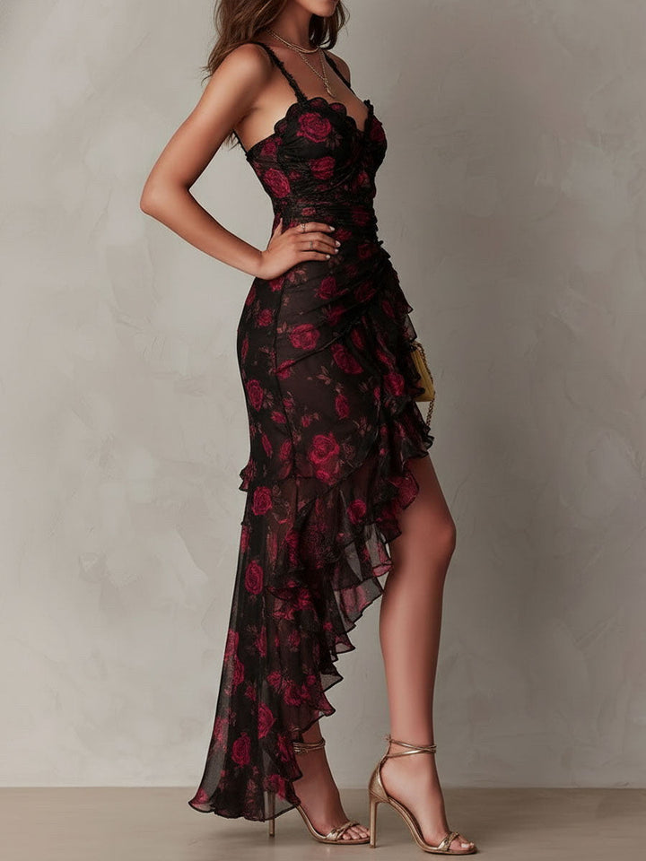 Lucienne | Boho Floral Midi Dress