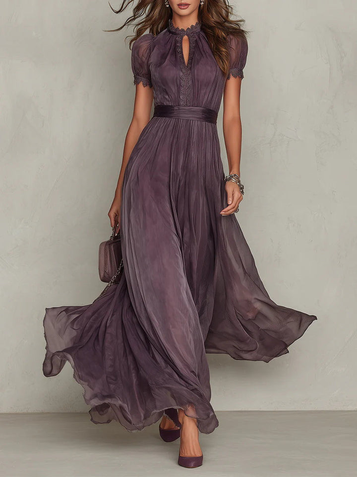 Myriam | Long Chiffon and Lace Dress