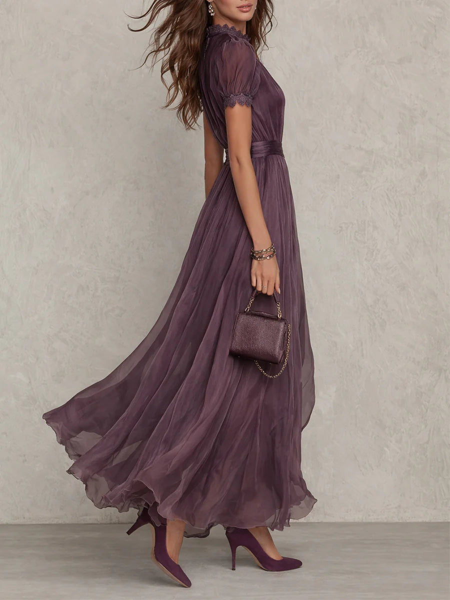 Myriam | Long Chiffon and Lace Dress