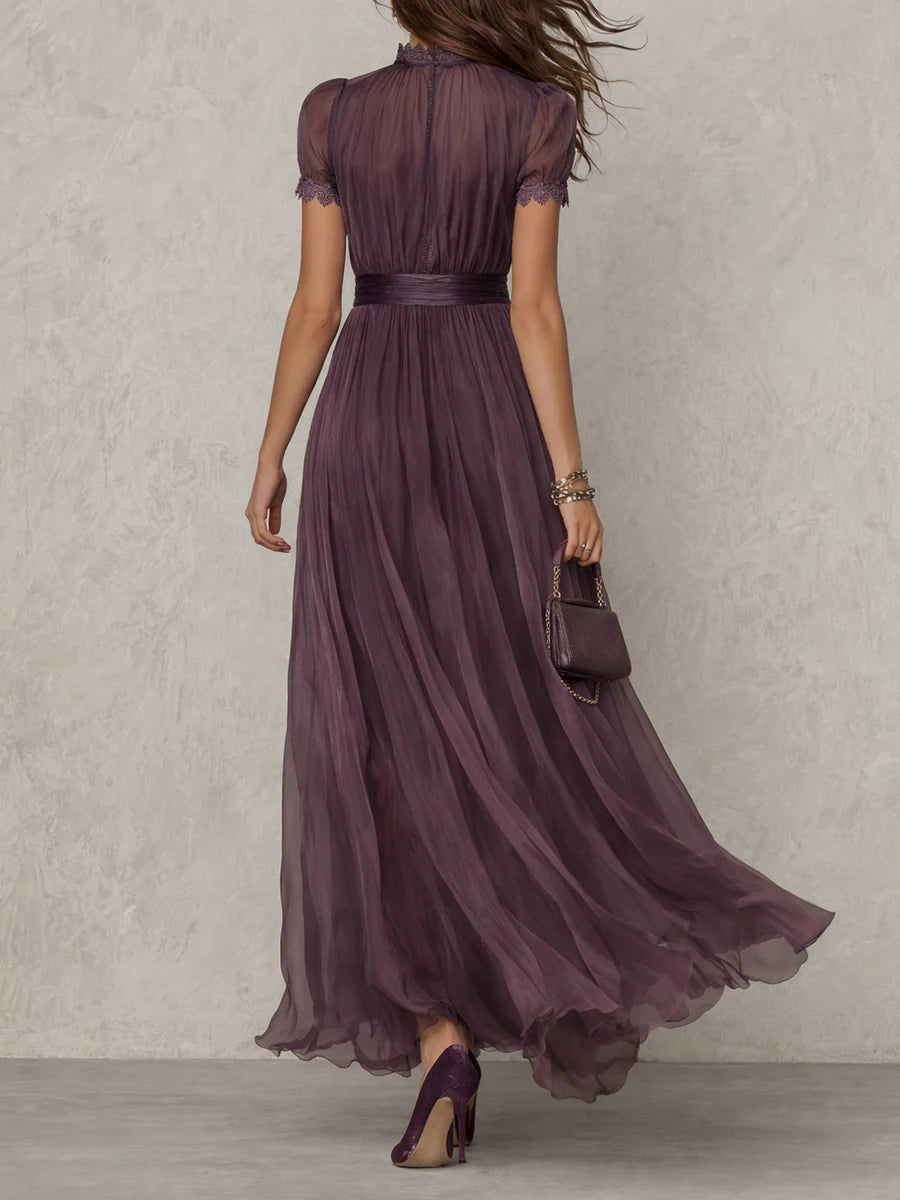 Myriam | Long Chiffon and Lace Dress