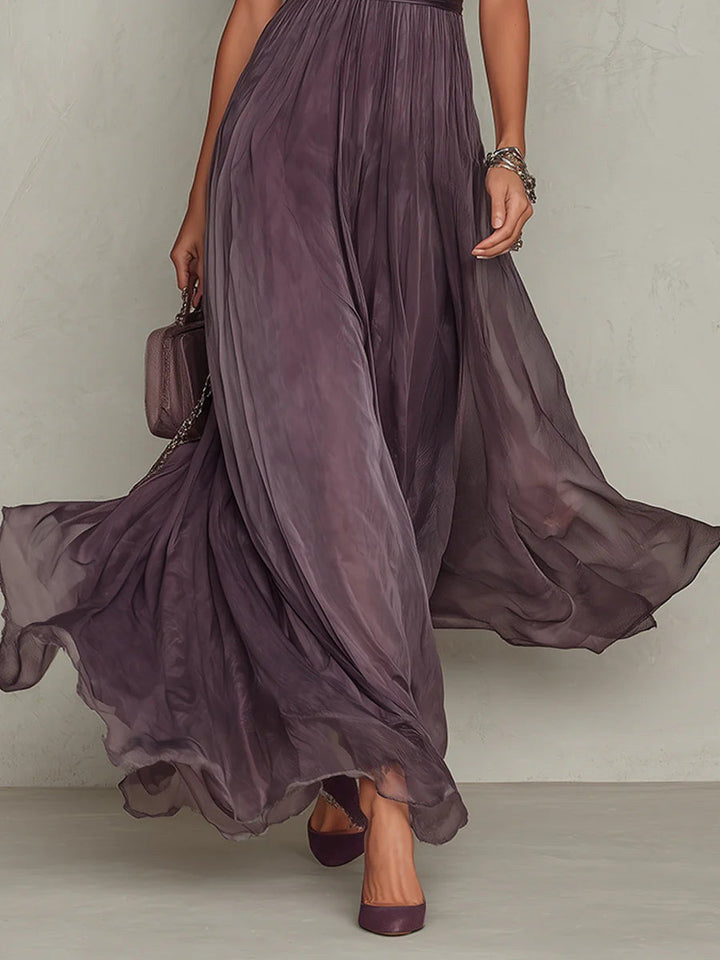 Myriam | Long Chiffon and Lace Dress