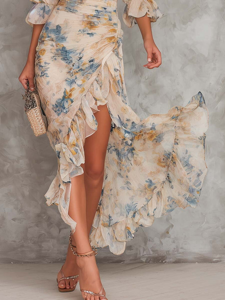 Romane | Long Printed Chiffon Dress