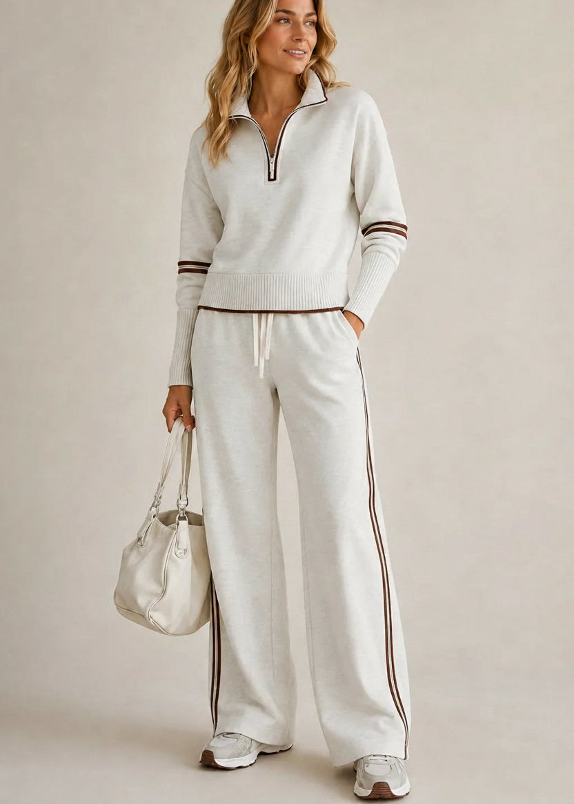 Kiana | Set | Half-Zip Pullover &amp; Wide-Leg Trousers