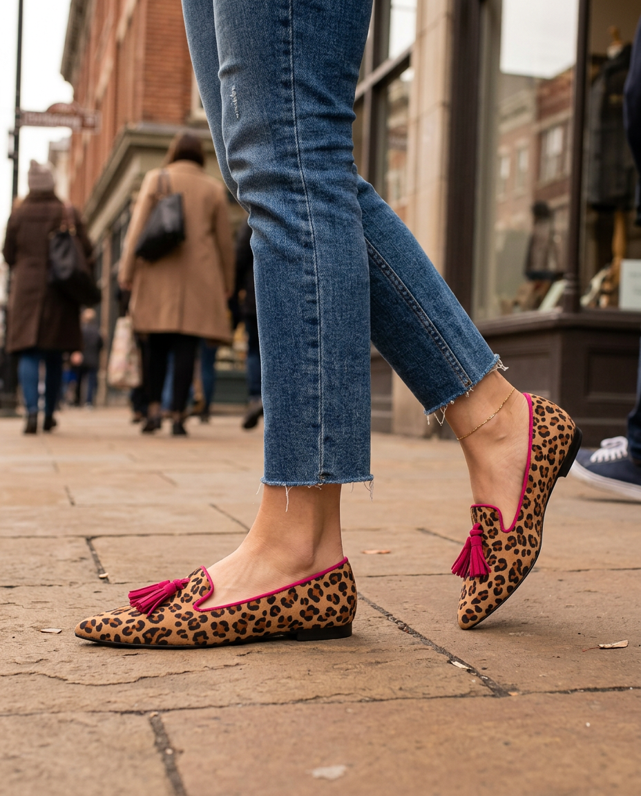 Ginevra | Suede Leopard, Fuchsia Tassels Loafer