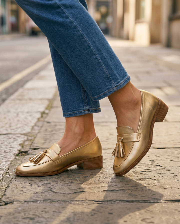 Dorotea | Gold with Tassels Moccasin
