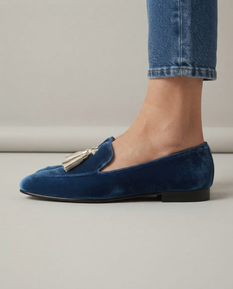 Vittoria | Moccasin Blue Velvet