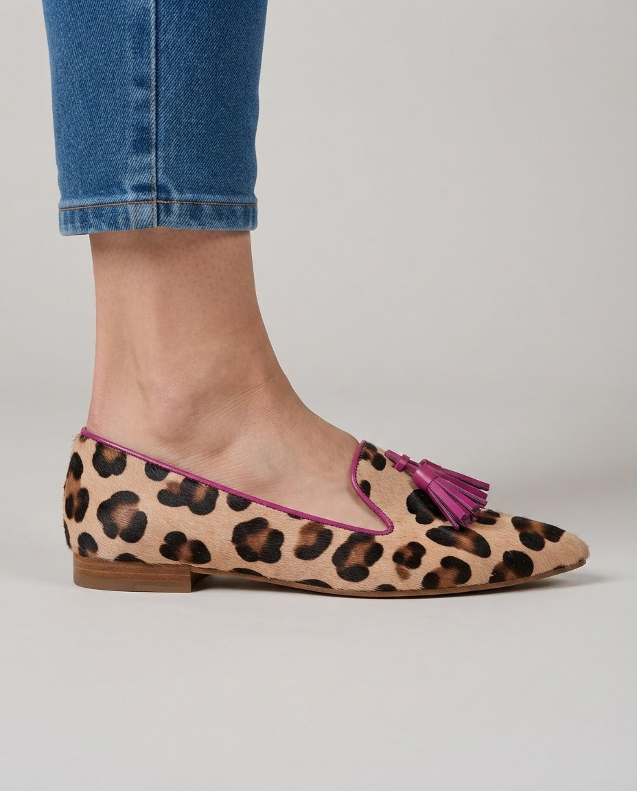 Ginevra | Leopard, Fuchsia Tassels Moccasin