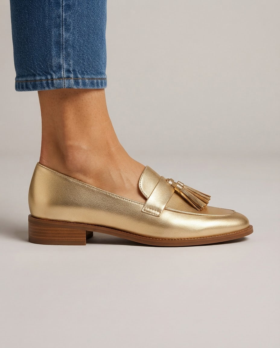 Dorotea | Gold with Tassels Moccasin