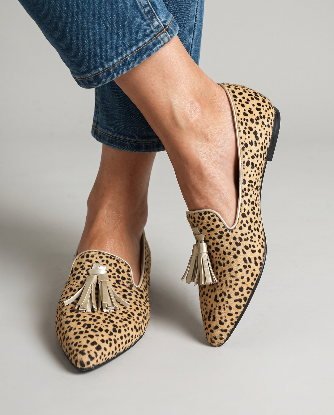 Ginevra | Cheetah, Light Gold Tassels Moccasin