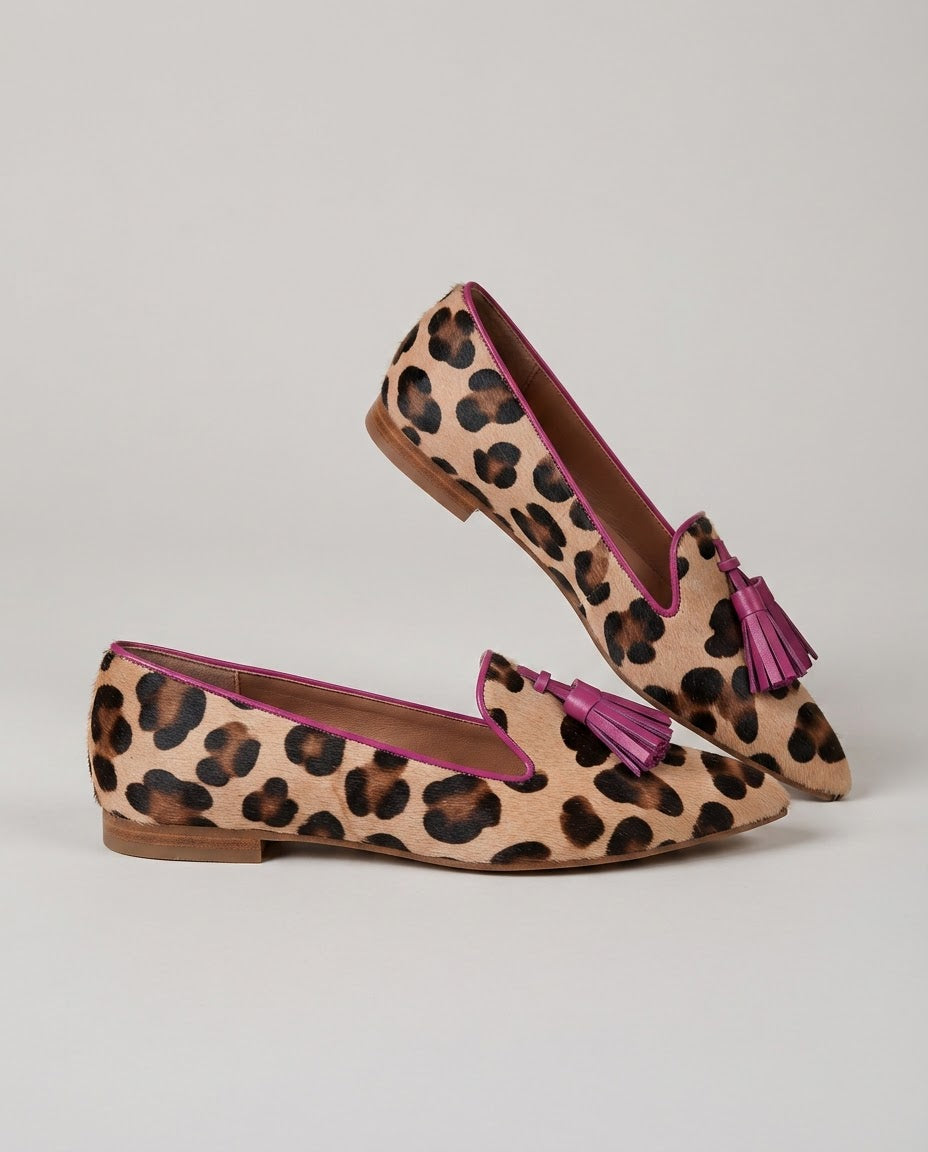 Ginevra | Leopard, Fuchsia Tassels Moccasin