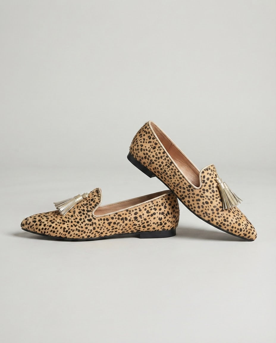 Ginevra | Cheetah, Light Gold Tassels Moccasin