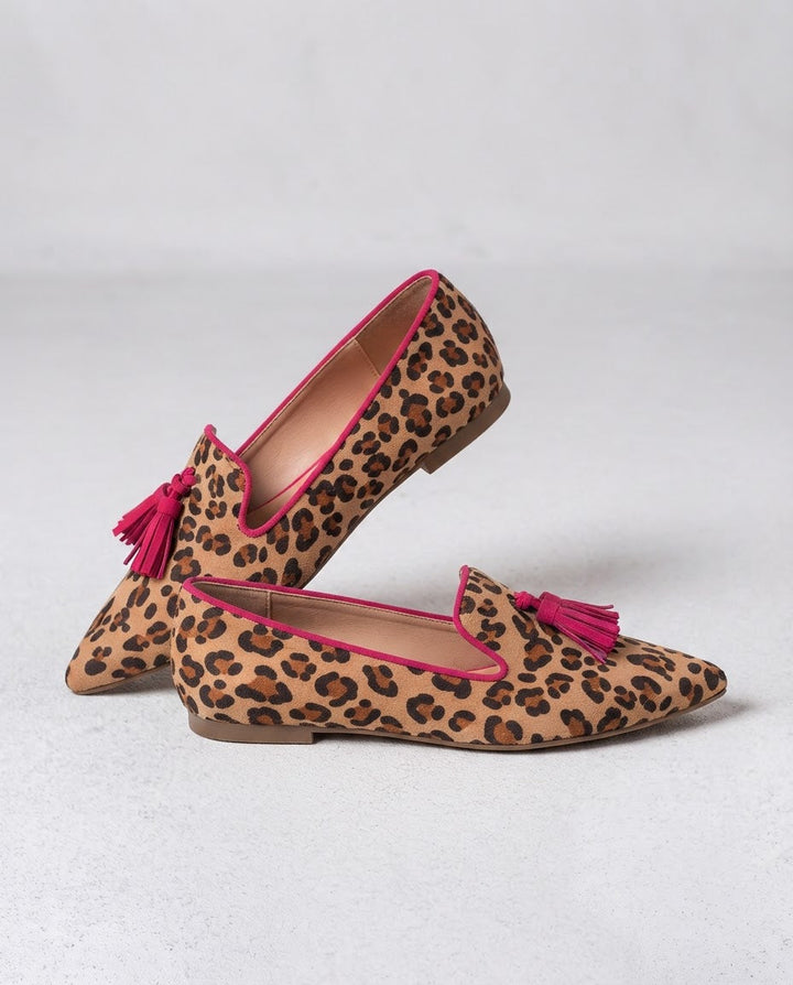 Ginevra | Suede Leopard, Fuchsia Tassels Loafer