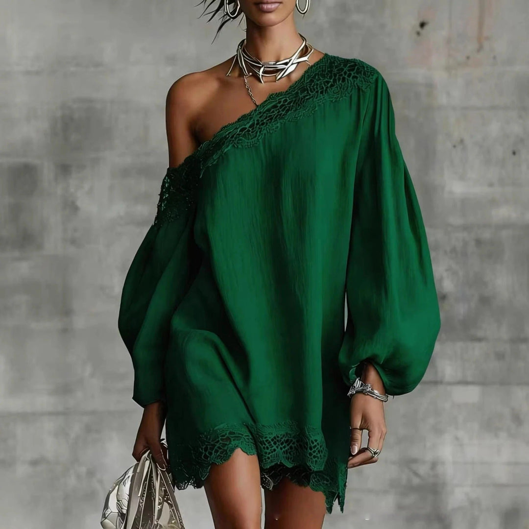 Olivia | Mini Lace Dress with Off-the-Shoulder and Puff Sleeves