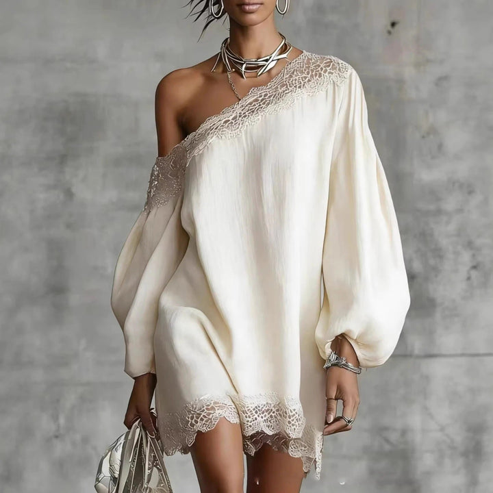 Olivia | Mini Lace Dress with Off-the-Shoulder and Puff Sleeves