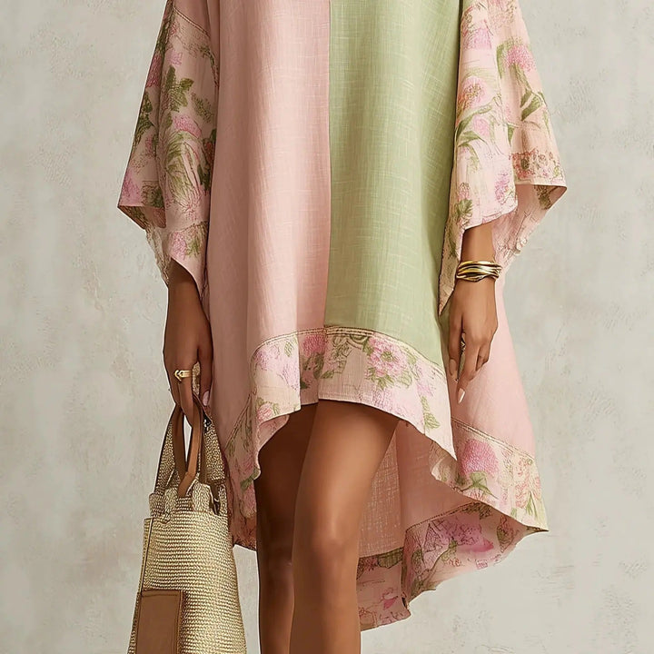 Jimena | Bohemian Floral Dress with Batwing Sleeves and V-Neck