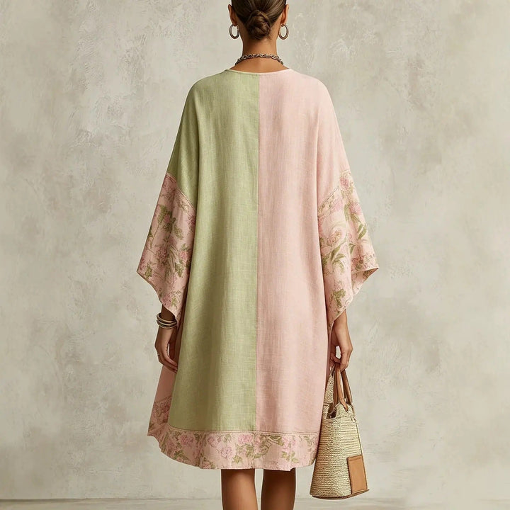 Jimena | Bohemian Floral Dress with Batwing Sleeves and V-Neck