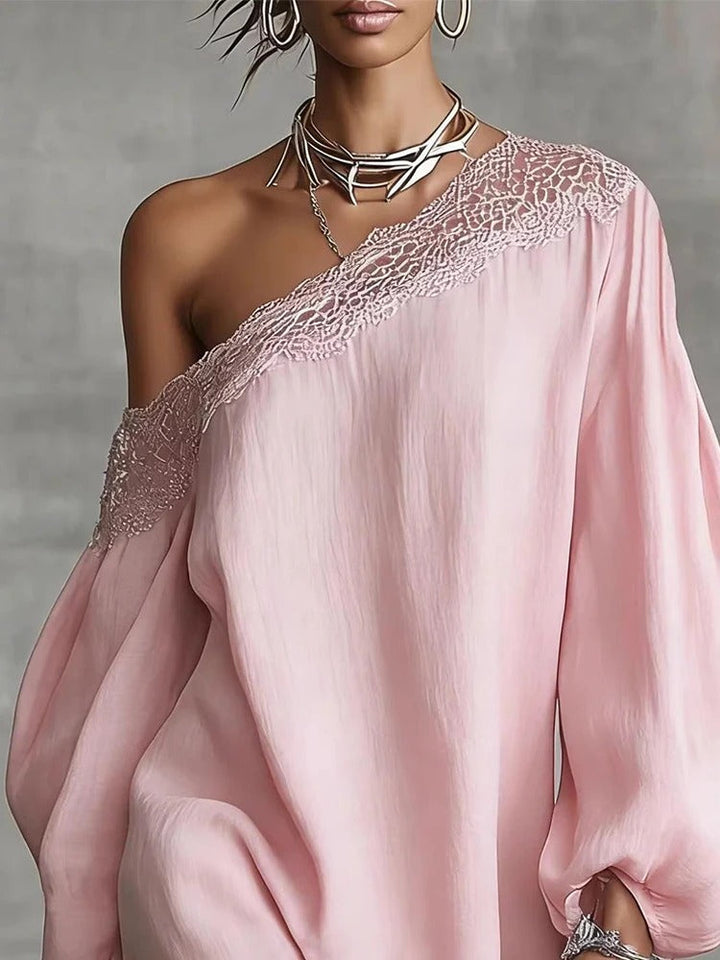 Olivia | Mini Lace Dress with Off-the-Shoulder and Puff Sleeves