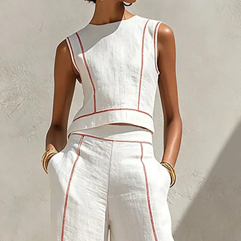 Inés | Two-Piece Set with Palazzo Pants and Contrast Details