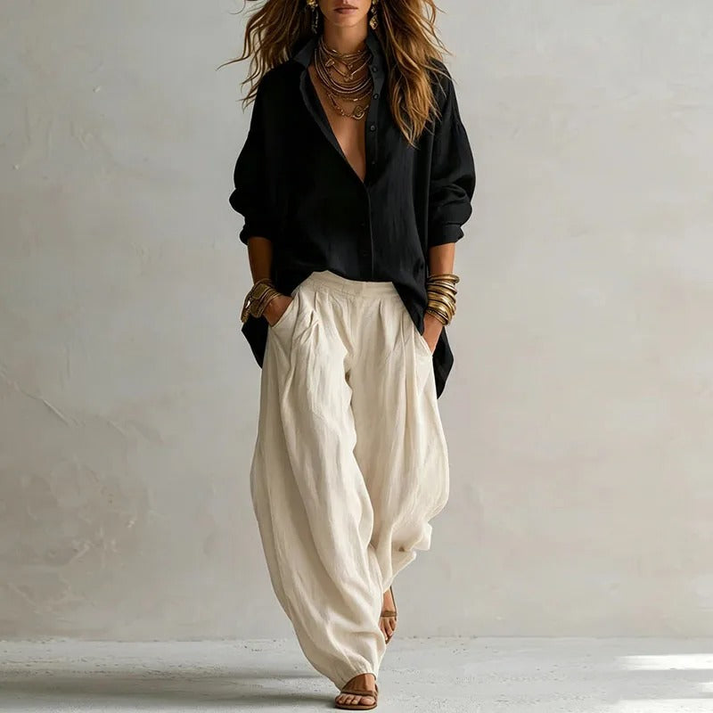 Aitana | Fluid Shirt and Wide Pants Set