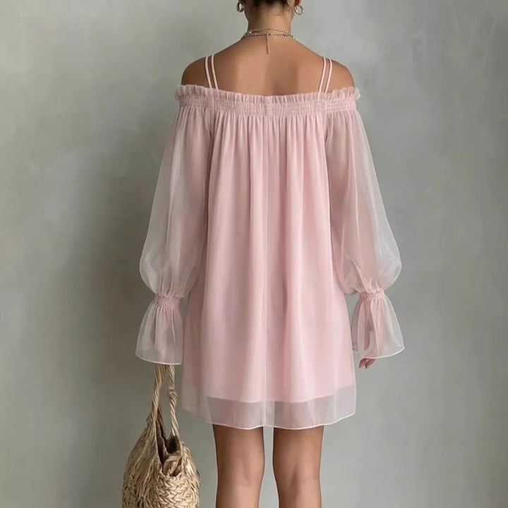 Elisa | Mini Tulle Dress with Off-Shoulder and Long Sleeves