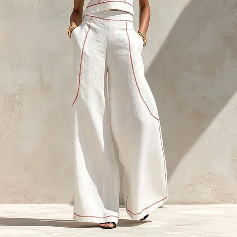 Inés | Two-Piece Set with Palazzo Pants and Contrast Details