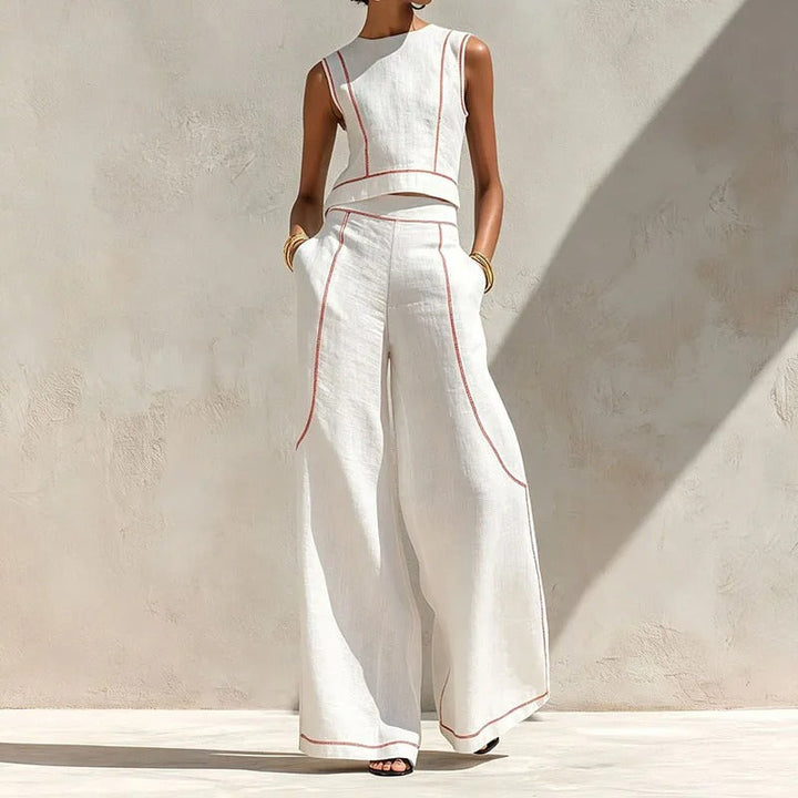 Inés | Two-Piece Set with Palazzo Pants and Contrast Details
