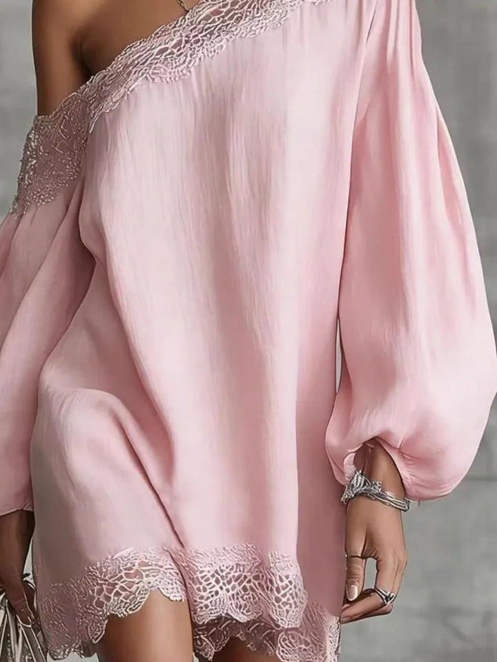 Olivia | Mini Lace Dress with Off-the-Shoulder and Puff Sleeves