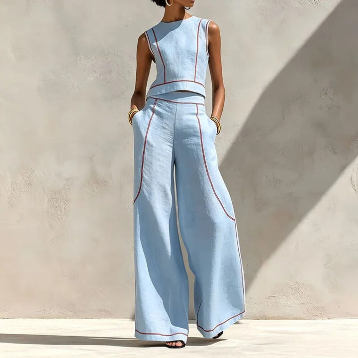 Inés | Two-Piece Set with Palazzo Pants and Contrast Details