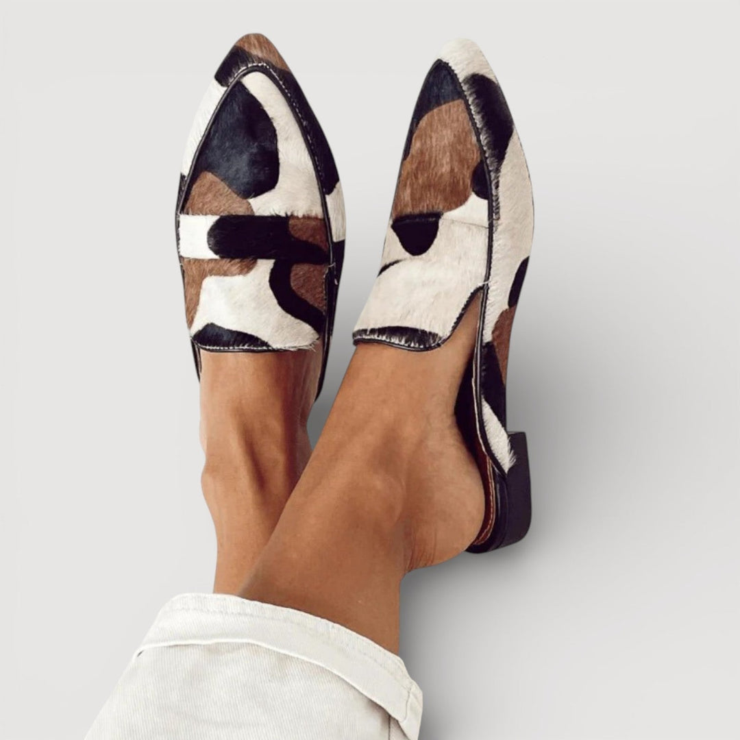 Maria | Comfortable Moccasins with Cow Print