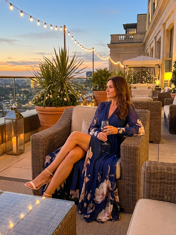 Maybelle | Floral Hem Sheer Sleeve Maxi Dress