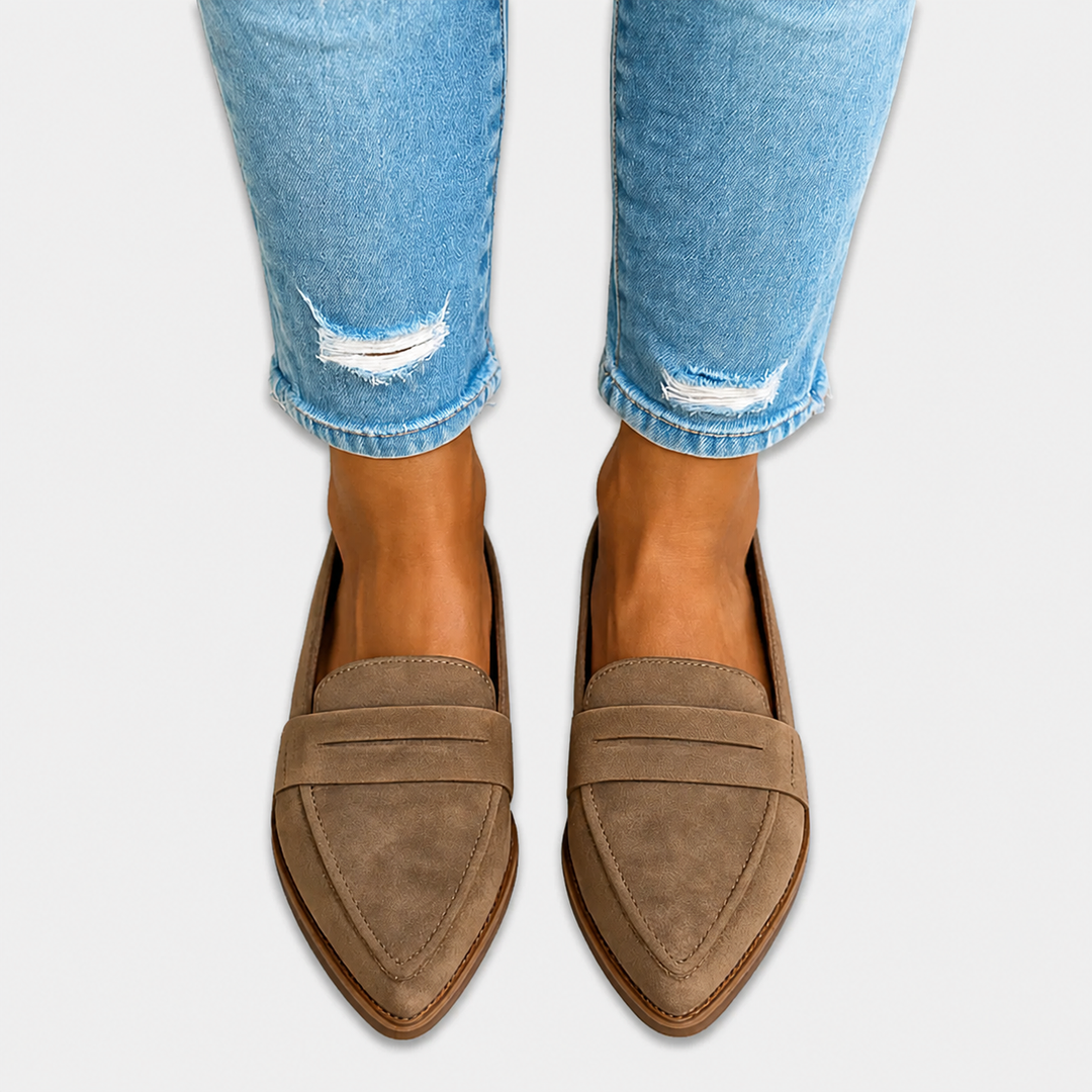 Irene |  Pointed Toe Suede Effect Loafer