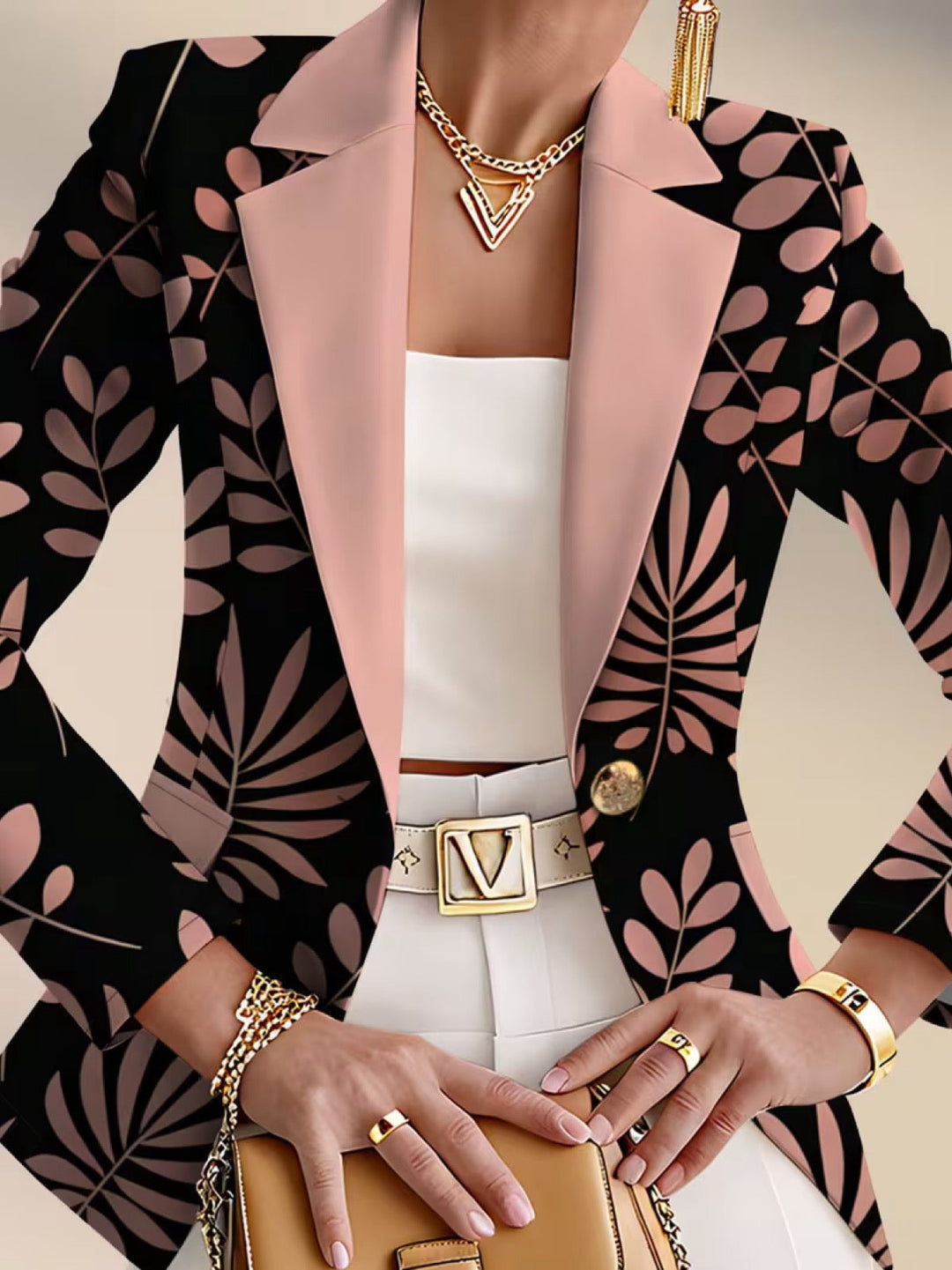 Odaya | Pink Leaf Blazer