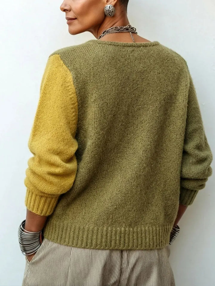 Mila | Contrast Panel Knit Sweater