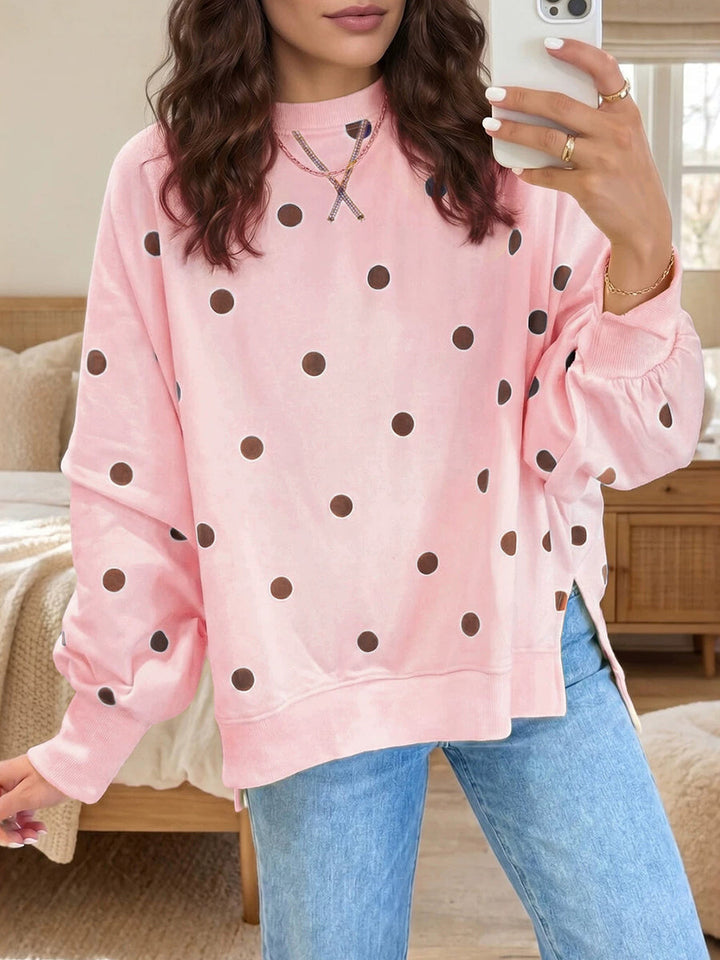 Christal | Chic Sunshine Yellow &amp; Blue Polka Dot Sweatshirt