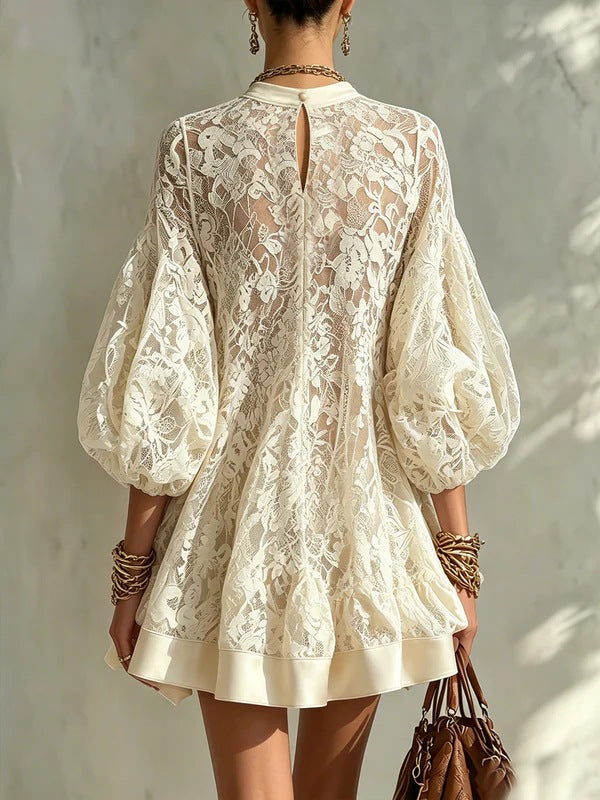 Selina | Stylish And Elegant Floral Lace Loose Mini Dress