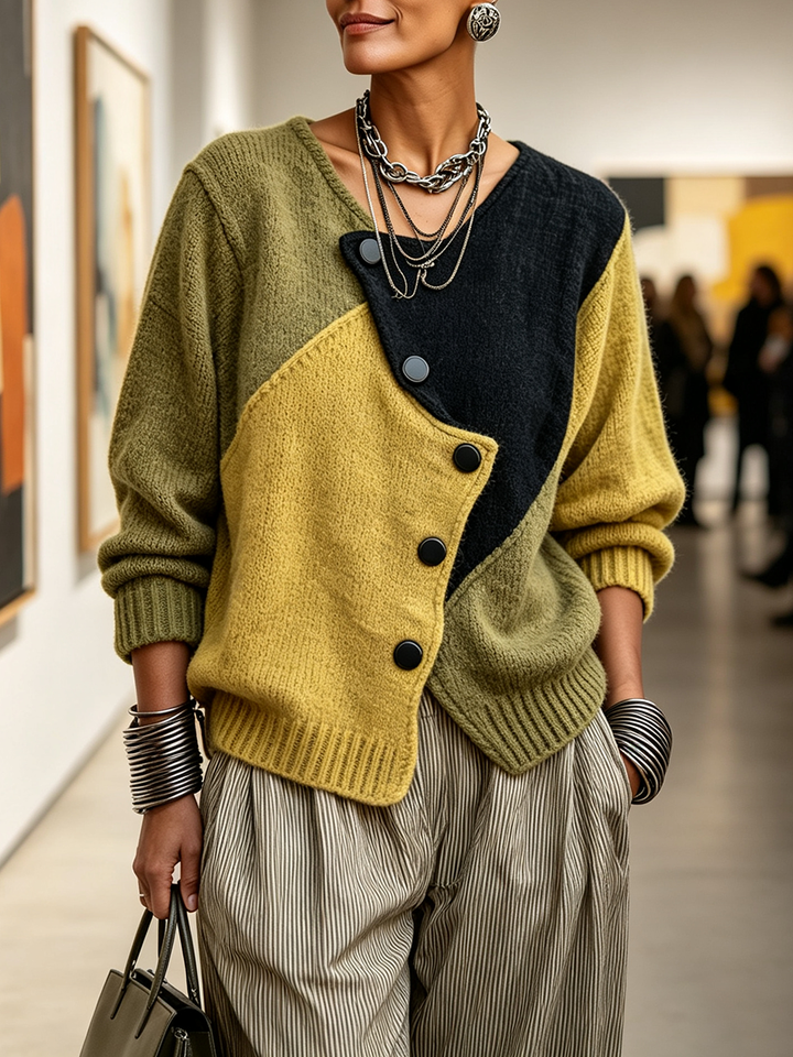 Mila | Contrast Panel Knit Sweater