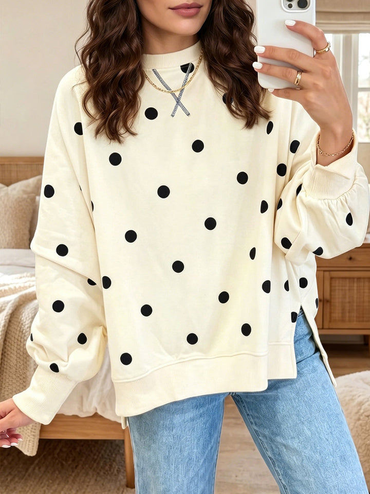 Christal | Chic Sunshine Yellow &amp; Blue Polka Dot Sweatshirt