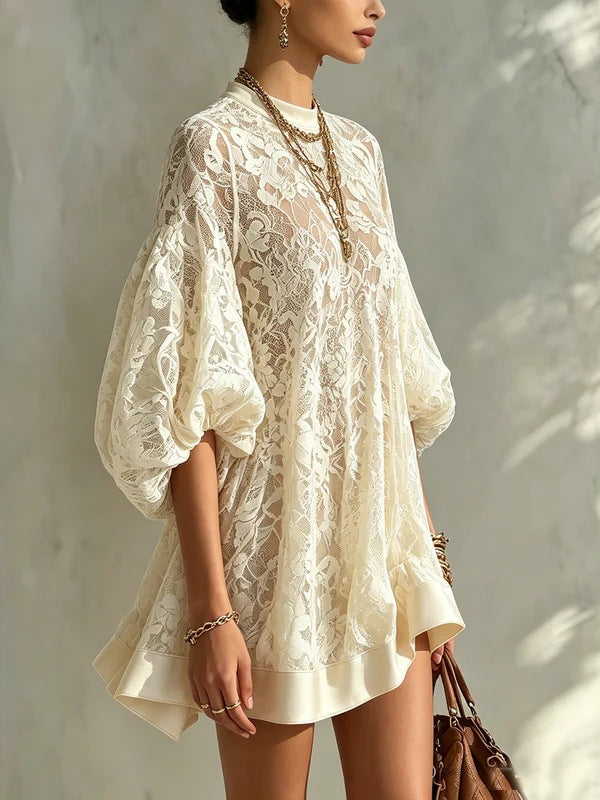 Selina | Stylish And Elegant Floral Lace Loose Mini Dress