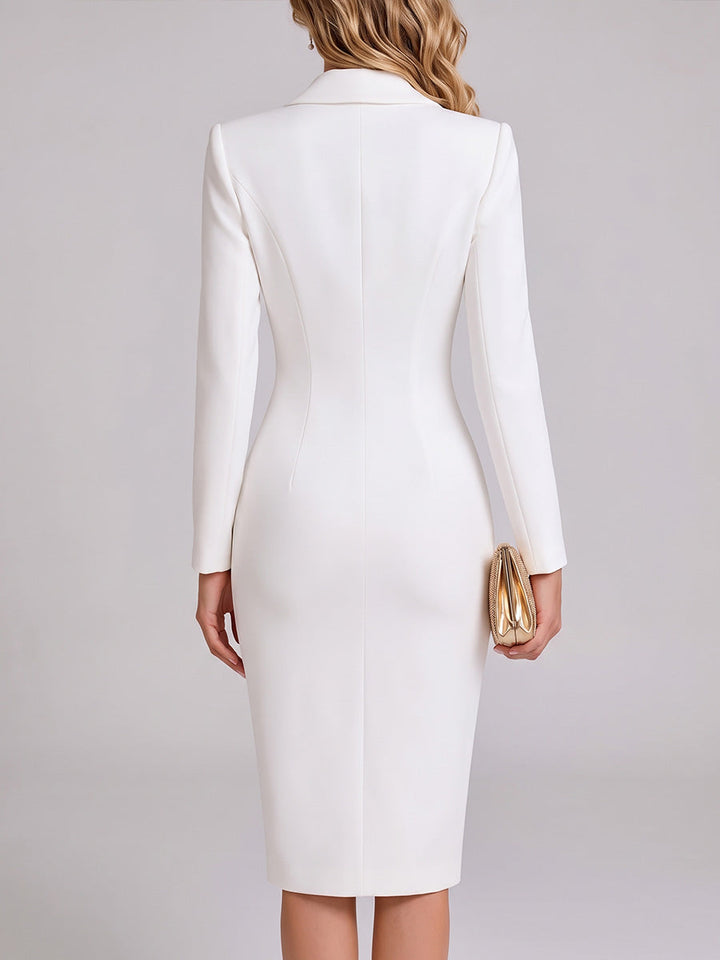 Willa | Solid Color Lapel Long-sleeve Casual Loose Blazer Dress