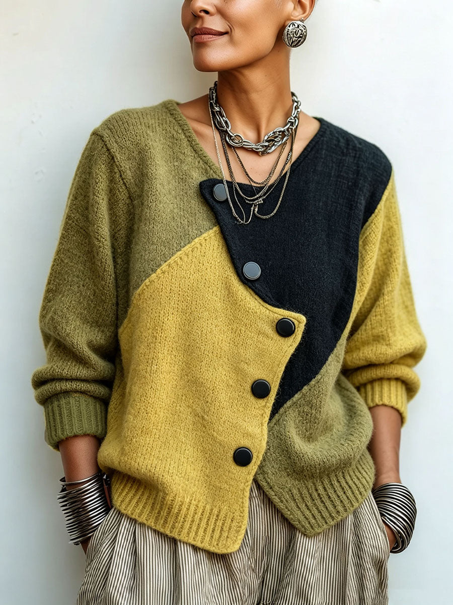 Mila | Contrast Panel Knit Sweater
