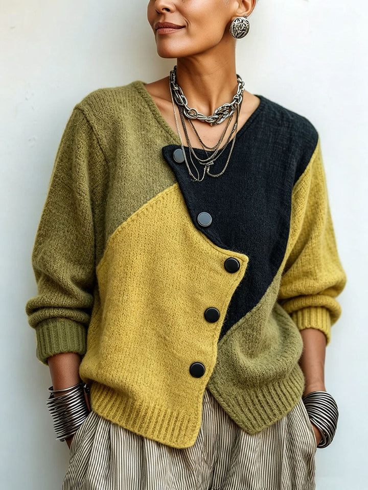 Mila | Contrast Panel Knit Sweater