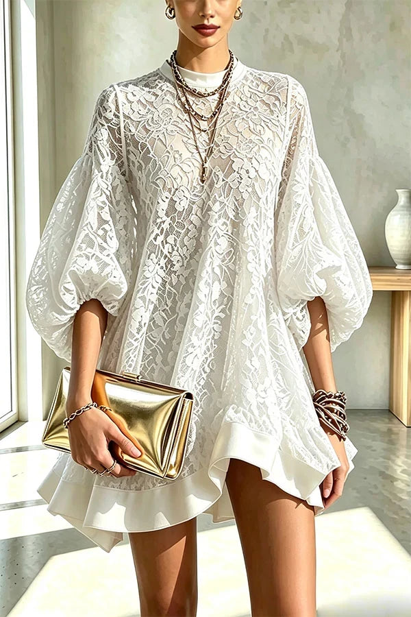 Selina | Stylish And Elegant Floral Lace Loose Mini Dress
