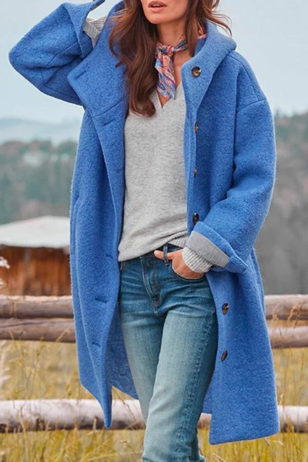Oriana | Oversized Wool-Blend Hooded Trench Coat with Pockets – Casual Warm Outerwear