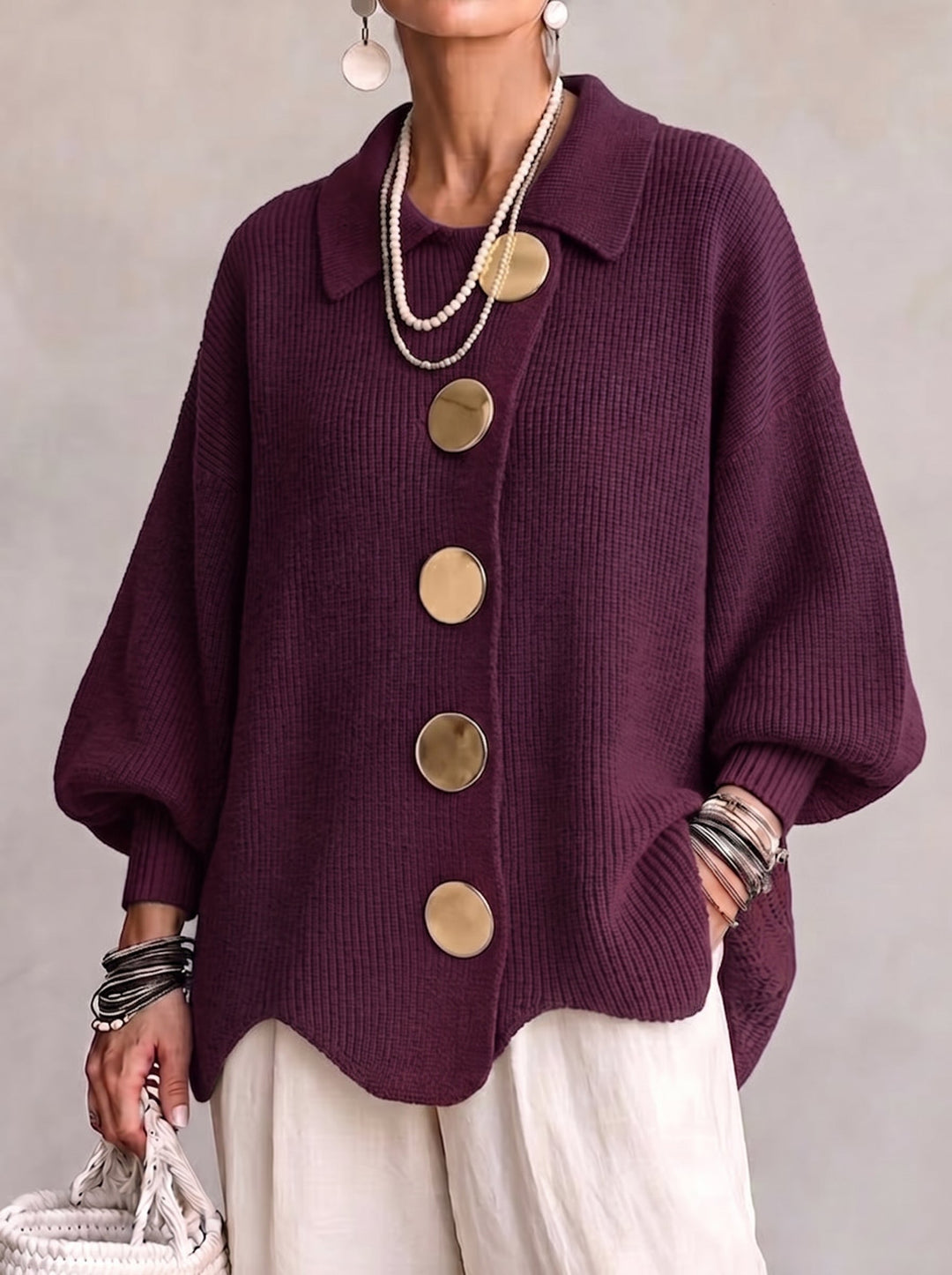 Kaylor | Oversized Collared Button Cardigan
