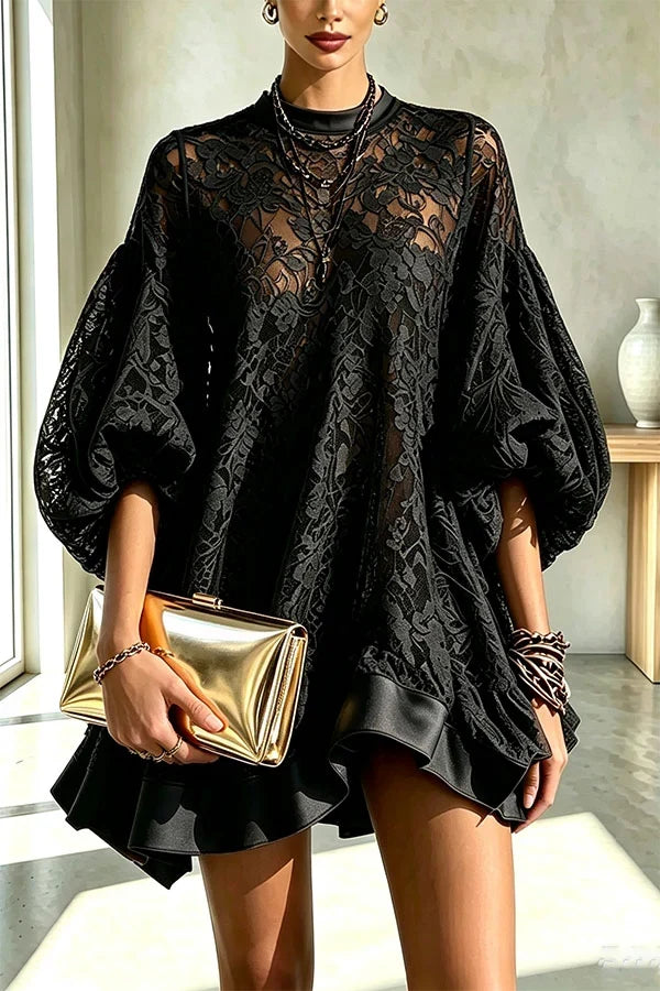 Selina | Stylish And Elegant Floral Lace Loose Mini Dress