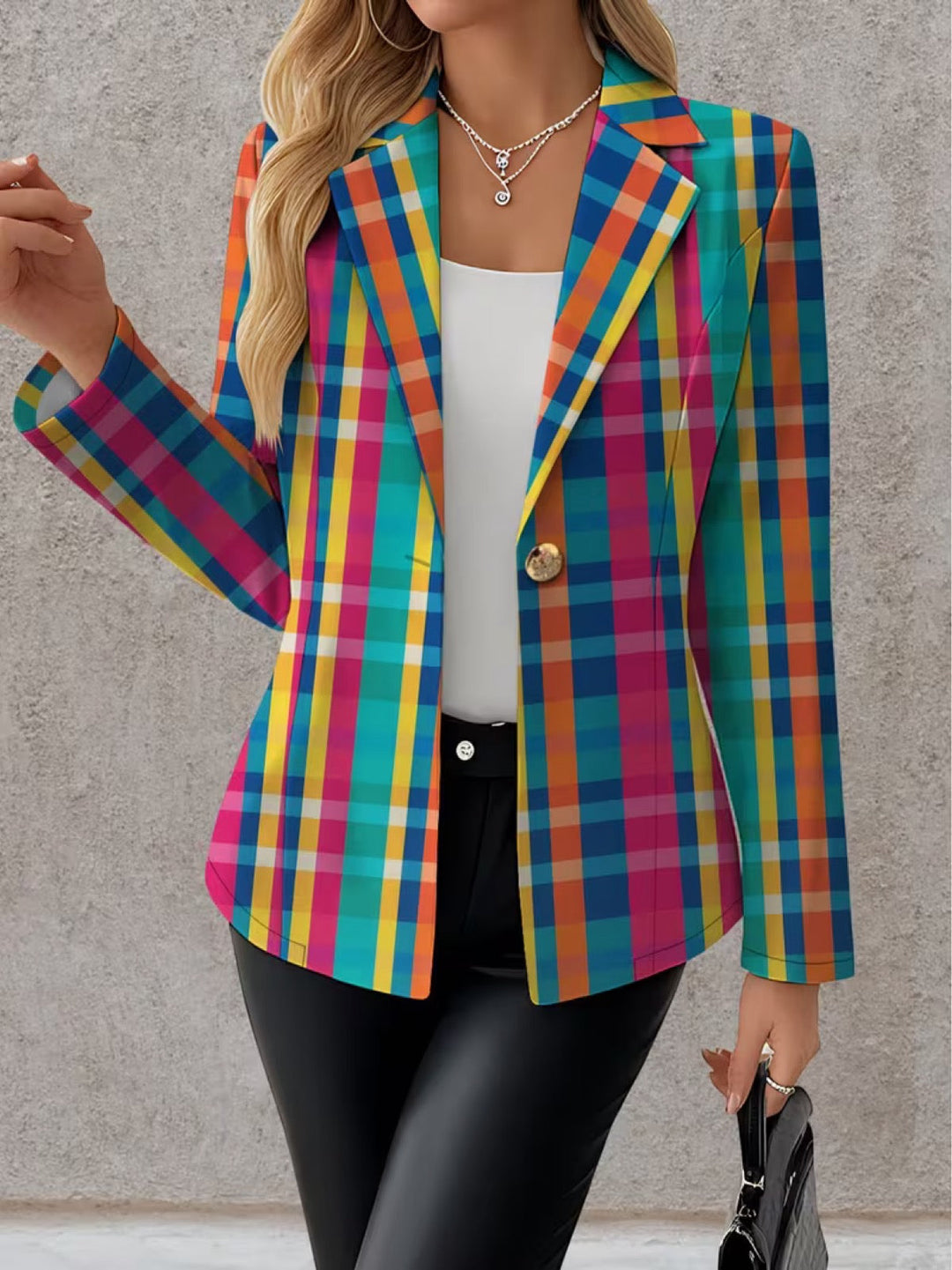 Rosaline | Rainbow Check Blazer