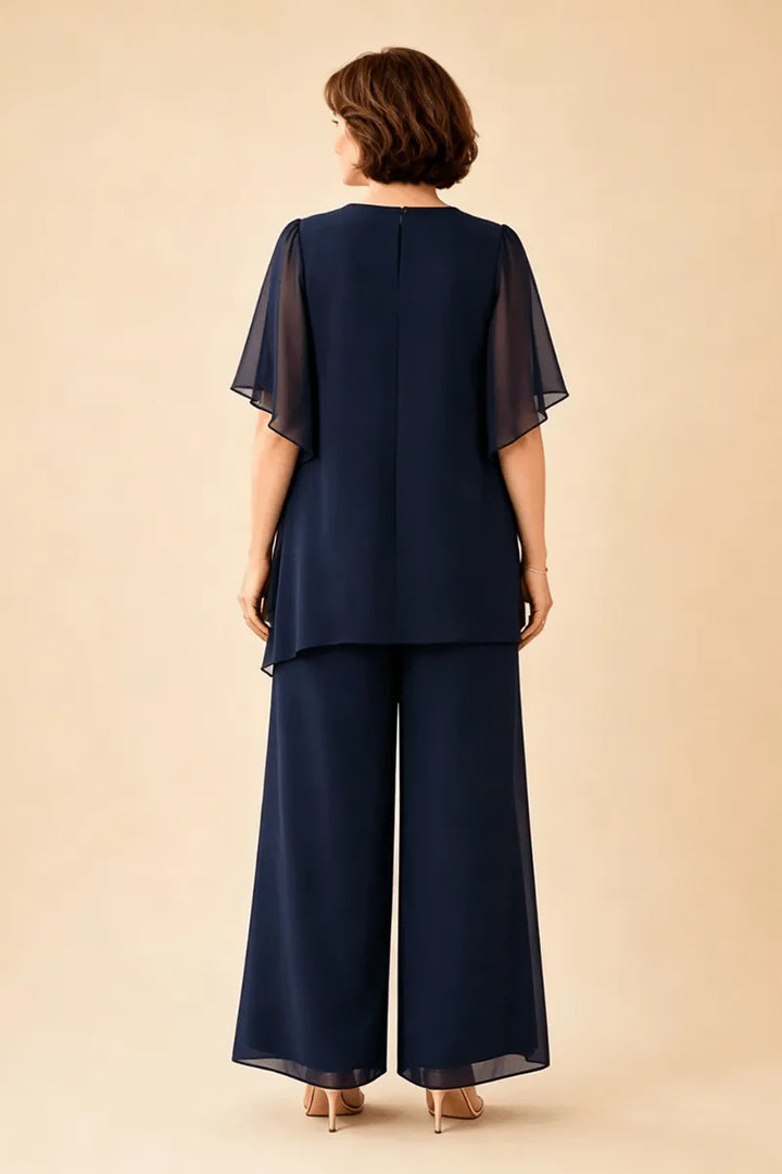 Aloretta | Keyhole Neckline Chiffon Set